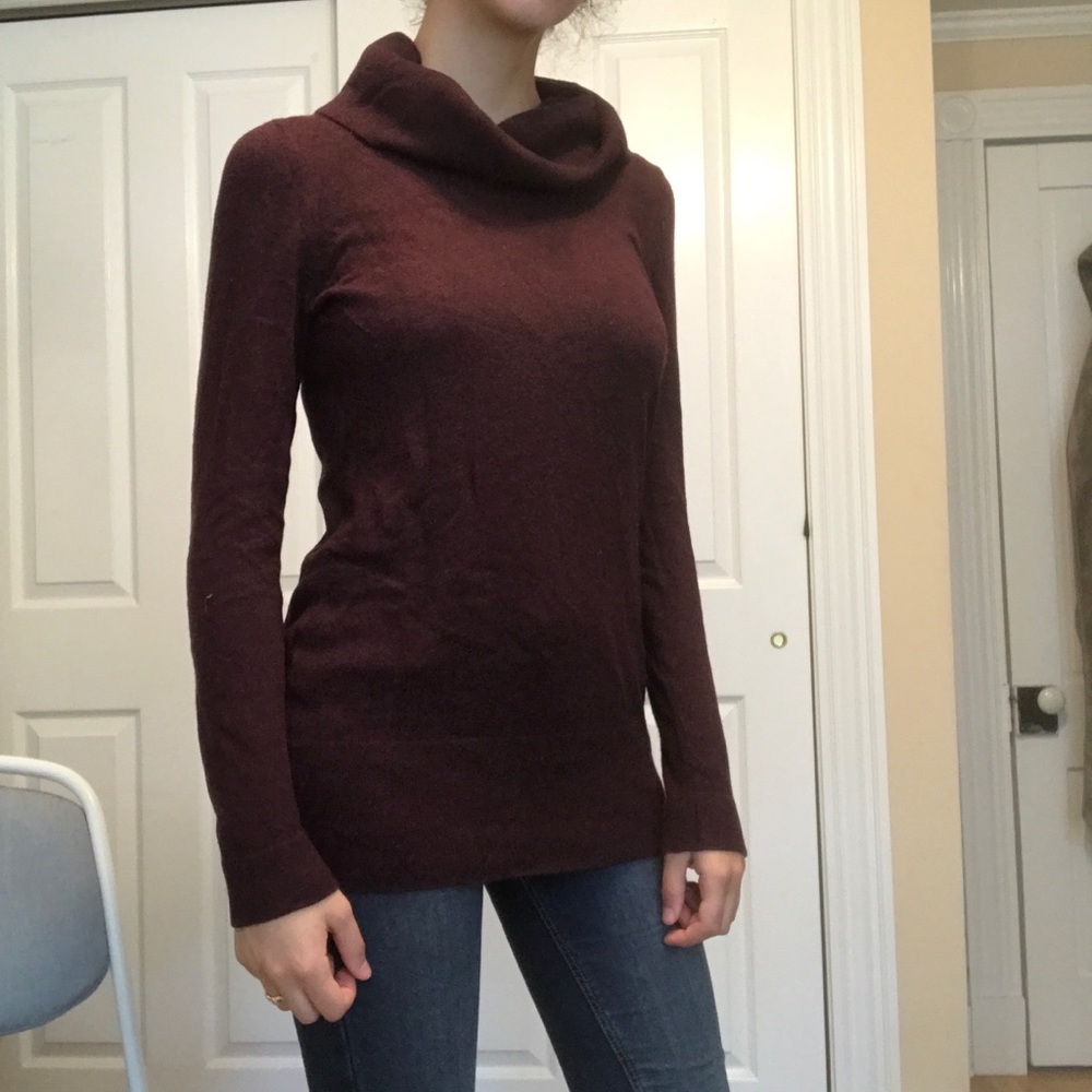 LOFT dark wine cowl neck